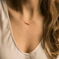 Minimalist gold beaded bar necklace for women with delicate stainless steel chain - Gold / Crystal Coffee