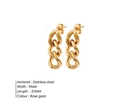 Pendientes de cadena cubana de acero inoxidable oro rosa, 9 mm de ancho y 25 mm de largo - Dorado
