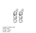 Pendientes minimalistas de cadena de eslabones de acero inoxidable plateado de 25 mm - Color Acero
