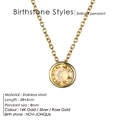 Birthstone necklace with yellow November stone in 14K gold plated stainless steel - November Light Yellow