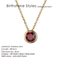 14K vergoldete Edelstahlkette mit einem runden roten Edelsteinanhänger für Damen - Gold / Januar Rot (Granatfarbe)