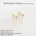 14K gold plated stainless steel chain earring with 3mm violet February birthstone - Rose Gold / February Violet