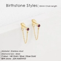 Stainless steel tassel earrings with 3mm amethyst purple stone in 14K gold finish - June Purple (Alexandrite Color)