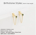 August Peridot birthstone tassel stud earrings in 14K gold plated stainless steel - August Light Green (Peridot Color)