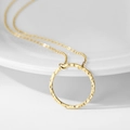 Minimalist gold hammered circle pendant necklace in 316L stainless steel for women - Gold
