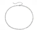 Collana classica a catena Figaro in acciaio inossidabile argento con chiusura a moschettone - Catena 4mm 38+5cm / Color Acciaio