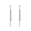 Détail des franges en chaîne d'acier inoxydable argenté sur longues boucles d'oreilles - Couleur Acier