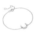 Pulsera minimalista de acero plateado con colgante de media luna y acabado martillado - Color Acero