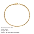 Makro-Detail des 2mm breiten 14K Gold Edelstahl-Box-Armbands mit einer Länge von 19 cm - 19cm / Gold