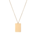 Collar minimalista de acero inoxidable bañado en oro con colgante rectangular pulido en fondo blanco - Colgante 13*9MM / Dorado