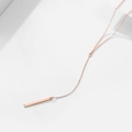 Collier en Y minimaliste avec pendentif barre verticale polie en finition or rose élégante - Or rose
