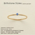 Minimalist 14K gold plated stainless steel ring with 2mm round light blue birthstone - US5 / March Light Blue - Gold