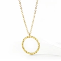 Collana minimalista in oro con ciondolo a cerchio tondo con trama martellata a mano - Oro
