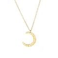 Collar de luna creciente dorada con textura martillada en una fina cadena de eslabones - Dorado