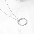 Collana in argento sterling S925 con pendente a cerchio martellato dal design minimal - Color Acciaio