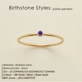 Minimalist stainless steel ring in gold finish with a round purple zircon stone inlay - US5 / June Purple - Rose Gold