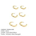 Tres pares de pendientes de aro de acero inoxidable oro de 14K en 15mm 18mm y 20mm - 15mm / Dorado