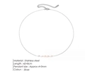 Silver stainless steel necklace with 4cm freshwater pearl drop pendant, 42+8cm chain - Steel