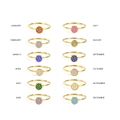 Minimalist gold-plated stainless steel birthstone ring set with 12 colored zircons - Gold Color Full Set (12 Pieces)
