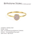 Detailaufnahme eines goldenen Edelstahlrings mit 5mm lila Geburtsstein-Fassung - Februar Violett - Gold