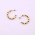 Pendientes de aro en forma de C de acero inoxidable dorado con diseño trenzado - Diámetro Exterior 20MM / Dorado