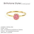 Detaillierte Maßtabelle für Geburtssteinring mit pinkem Zirkonia und 5mm Breite - Juli Rosérot - Gold