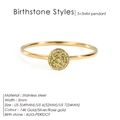 Detailansicht des Peridot-Geburtssteinanhängers auf dem Edelstahlring mit 14K Goldfinish - August Hellgrün - Gold