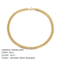 Dettaglio della collana a catena cubana in acciaio inossidabile placcato oro 14K da 8 mm - Oro
