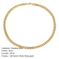 Dettagli della catena cubana in acciaio inossidabile da 8 mm con chiusura a moschettone - Larghezza Extra Grande Lunghezza Lunga / Oro