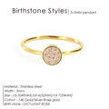Detailansicht der 5mm hellrosa Geburtsstein-Fassung auf dem 14K vergoldeten Edelstahlring - Oktober Rosa - Gold