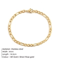 Βραχιόλι Figaro 4mm με επιχρύσωση 14K από ανοξείδωτο ατσάλι για άνδρες και γυναίκες - Αλυσίδα 4mm - 16.5cm / Χρυσό
