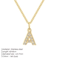 Halskette aus 14K vergoldetem Edelstahl mit diamantbesetztem Buchstaben-A-Anhänger - 14K Gold - Buchstabe A