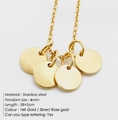 Macro detail of 6mm stainless steel round pendants with custom engraving option - Four-Disk Style (YX30643) / Gold
