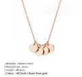 Detail of 6mm polished round charms on a 38+5cm adjustable stainless steel necklace - Four-Disk Style (YX30643) / Rose Gold