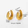 Detailed size specifications for chunky golden twisted hoop earrings with dimensions - Gold (TE19135)
