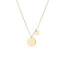 Detalle del collar minimalista de acero inoxidable dorado con dos colgantes circulares - Dorado