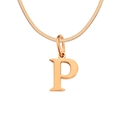 Collar minimalista de cadena de serpiente en oro rosa con colgante letra P mayúscula - Letra P