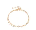 Detail of rose gold double-layered chain bracelet with pearl and lobster clasp - Rose Gold