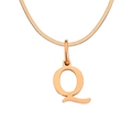 Collar de oro rosa con cadena de serpiente plana y colgante minimalista letra Q - Letra Q