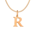 Collar en oro rosa con colgante letra R y cadena de serpiente plana vintage - Letra R