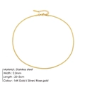 Minimalistische 2,0 mm vergoldete Edelstahl-Schlangenkette mit Karabinerverschluss - 2MM-35+3CM