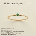 Anello minimalista in acciaio inox oro 14K con dettaglio smeraldo rotondo da 2mm - US5 / Maggio-Smeraldo/Verde / Oro