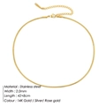 2,0 mm goldene Schlangenkette aus Edelstahl, Länge 42+8cm, für Damen und Herren - 2MM-42+8CM
