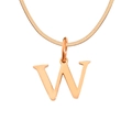 Collar de cadena de serpiente en oro rosa con colgante pulido de la letra W - Letra W