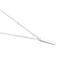 Detail of polished silver bar pendant on a delicate cable chain necklace - 42+8CM / Steel Color (16*2MM)