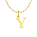 Collar dorado con colgante de letra Y y cadena de serpiente plana estilo retro - Letra Y