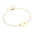 Detailed view of gold plated chain bracelet with a round pendant and adjustable clasp - Gold
