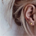 Set de 5 pendientes geométricos minimalistas dorados con diseños de barra, círculo y triángulo - Colección Geométrica (Dorado) / Dorado