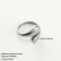 Minimalist silver stainless steel open ring with teardrop design and 14mm band width - Circumference 54MM-US7 / Silver (TR18919)