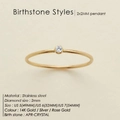 Minimalistischer Edelstahlring mit 14K Gold-Finish und April-Geburtsstein - April-Kristall/Weiß